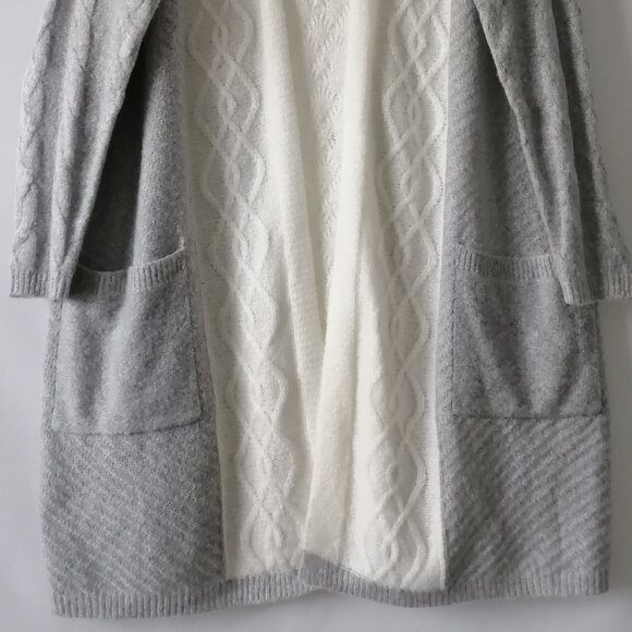 Cato Est. 1946 Gray White Cable Knit Open Duster Cardigan Sweater Size 14/16 - Picture 3 of 7